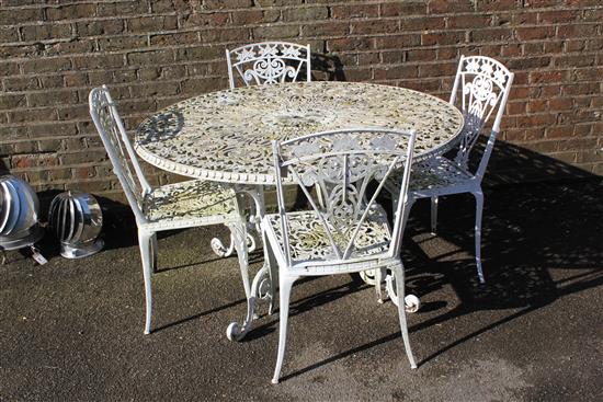 Circular metal garden table and chairs
